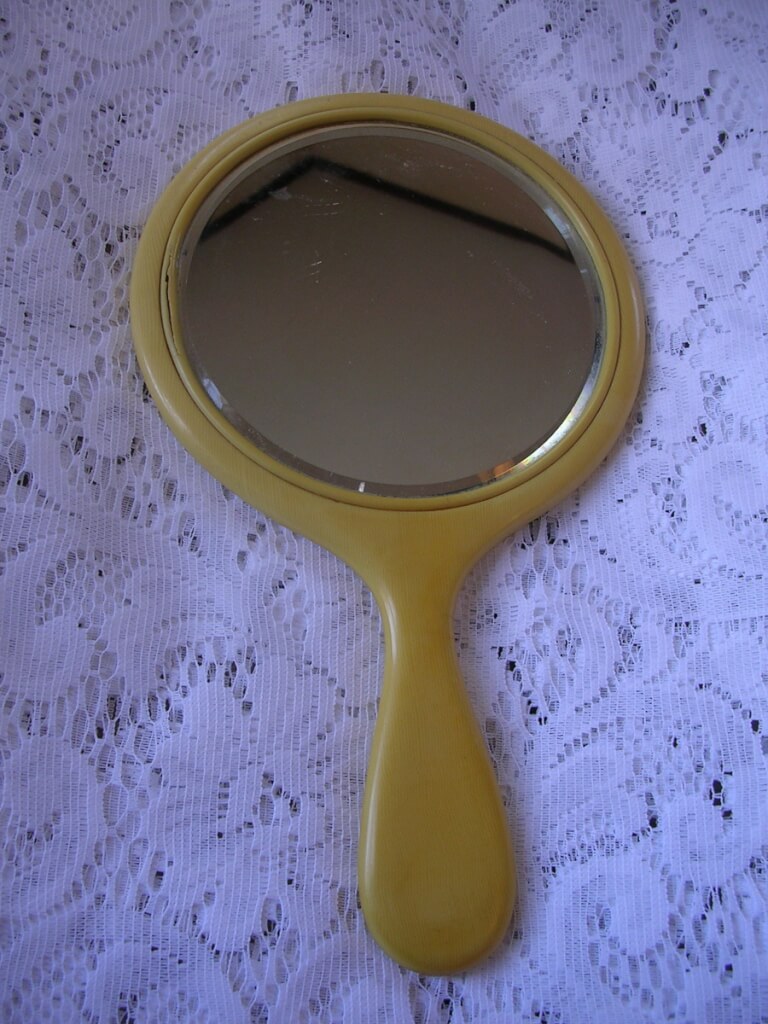 vintage bakelite hand mirror